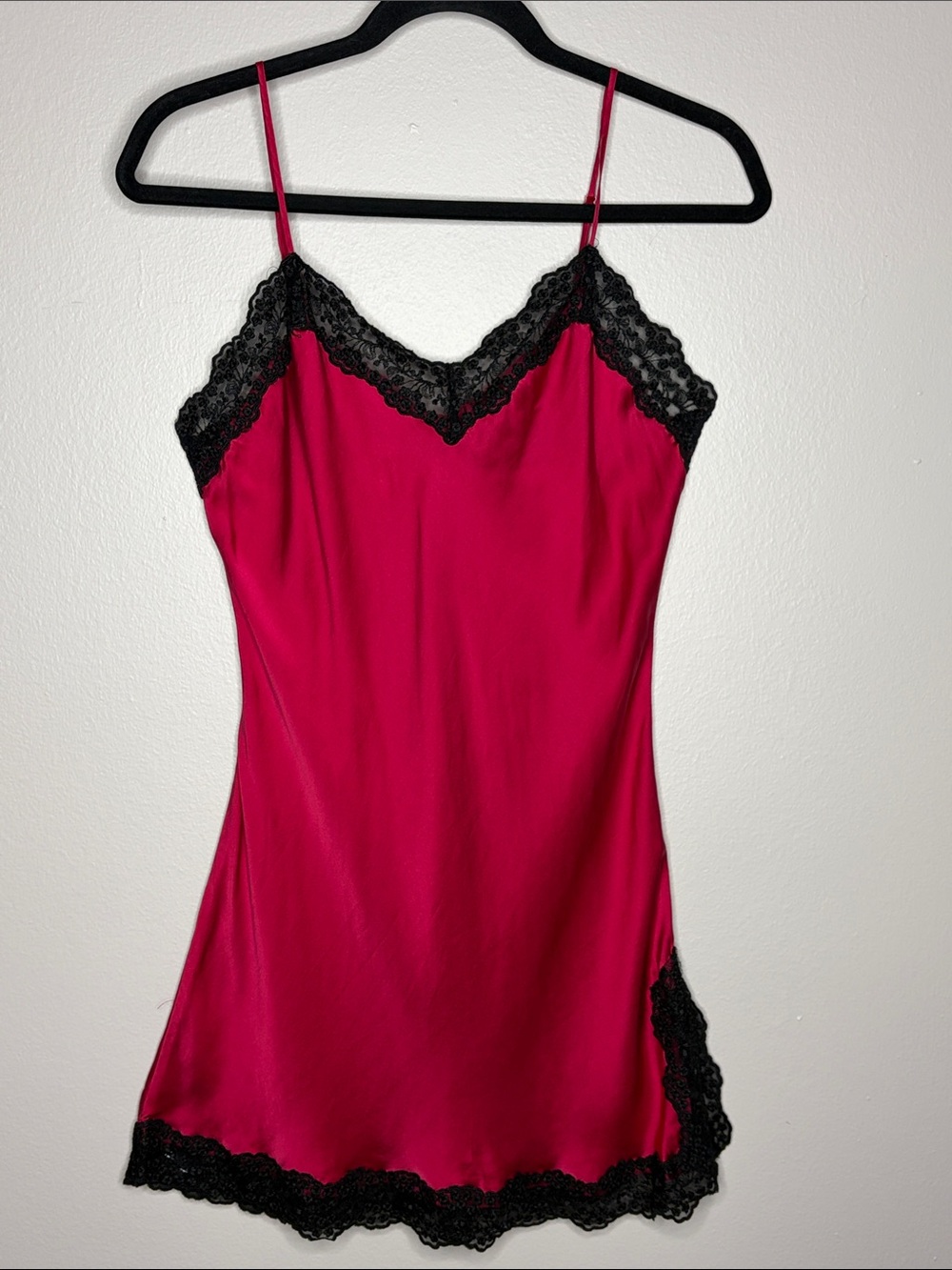 Vintage Victoria's Secret 100% Silk Lace Slip Dress Pink Y2K Petite XS